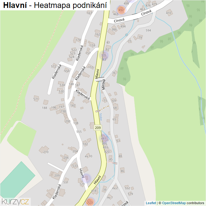 Mapa Hlavní - Firmy v ulici.