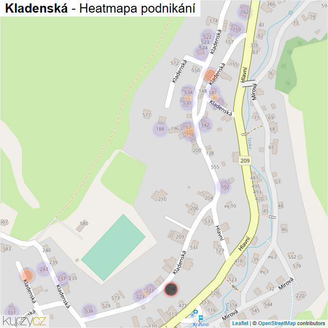 Mapa Kladenská - Firmy v ulici.