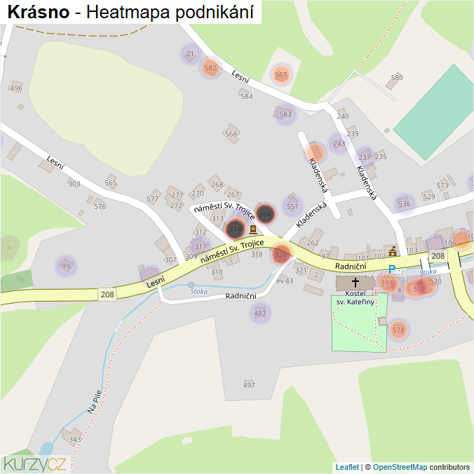 Mapa Krásno - Firmy v části obce.