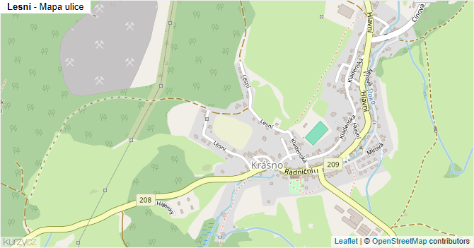 Lesní - mapa ulice
