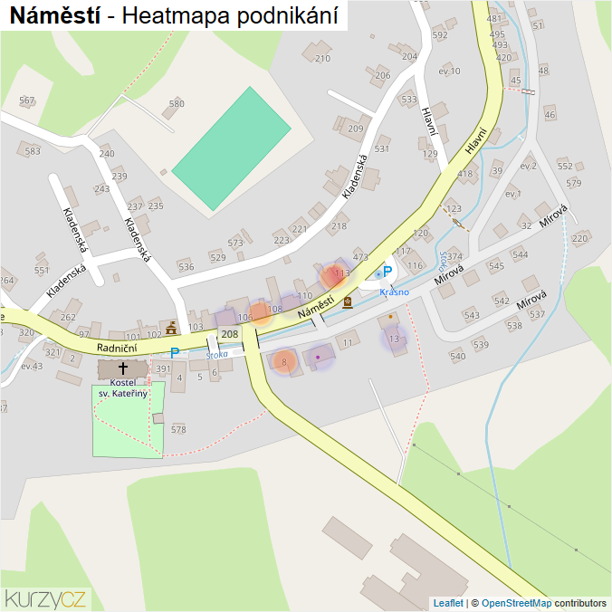 Mapa Náměstí - Firmy v ulici.