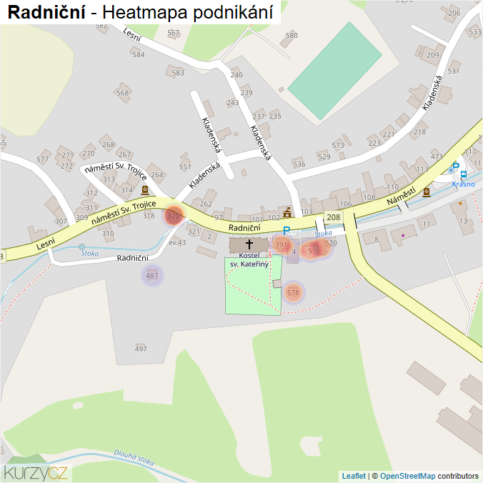 Mapa Radniční - Firmy v ulici.