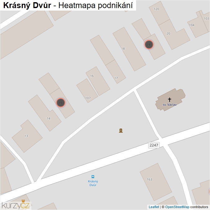 Mapa Krásný Dvůr - Firmy v obci.