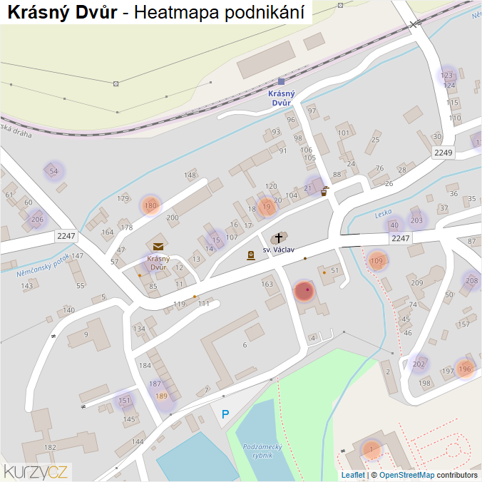Mapa Krásný Dvůr - Firmy v části obce.