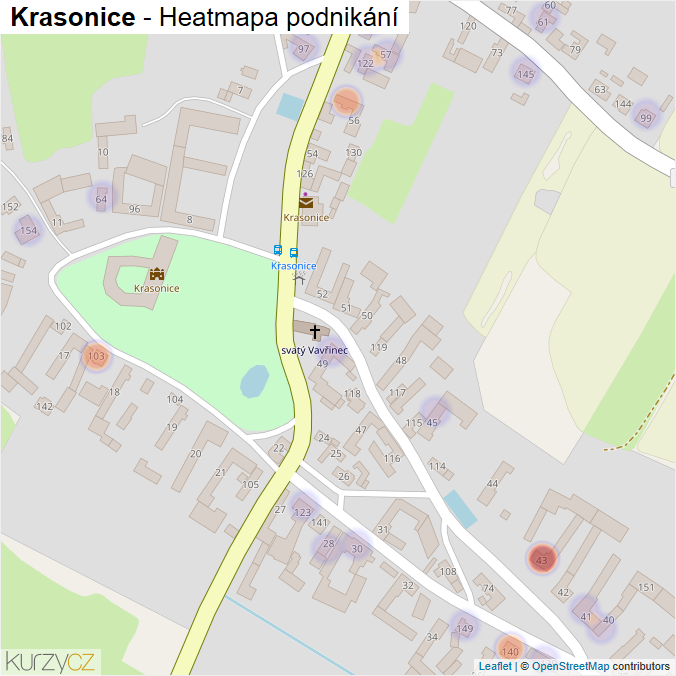 Mapa Krasonice - Firmy v části obce.