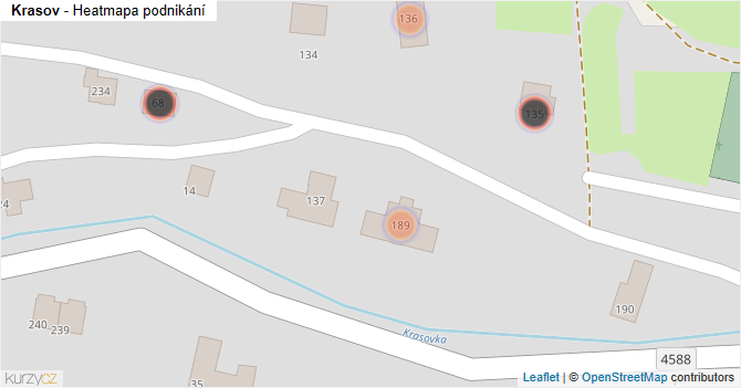 Krasov - mapa podnikání