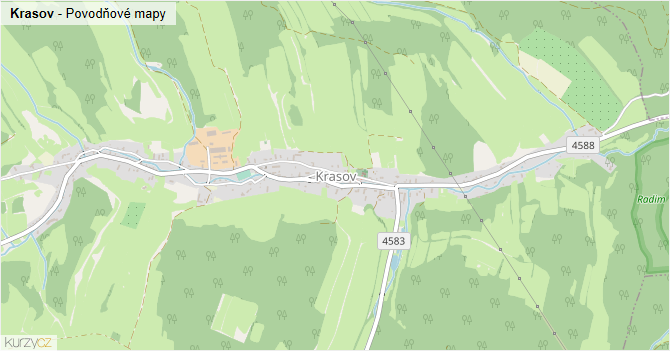 Krasov - záplavové mapy stoleté vody