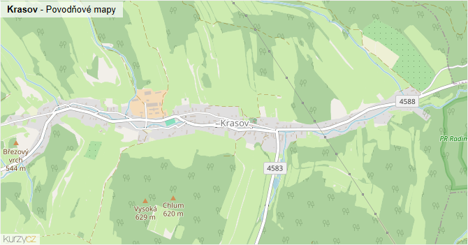 Krasov - záplavové mapy stoleté vody