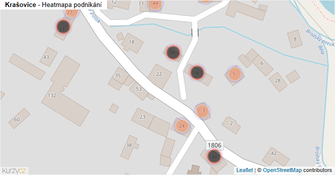 Krašovice - mapa podnikání
