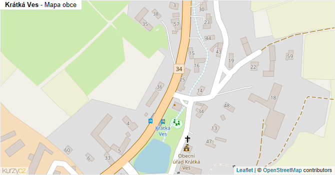 Krátká Ves - mapa obce