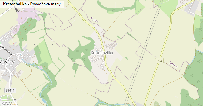 Kratochvilka - záplavové mapy stoleté vody