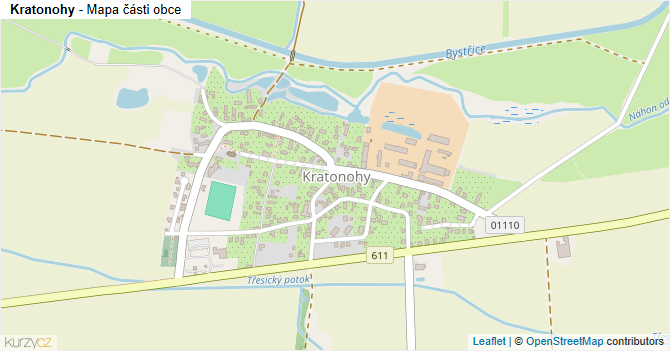 Kratonohy - mapa části obce