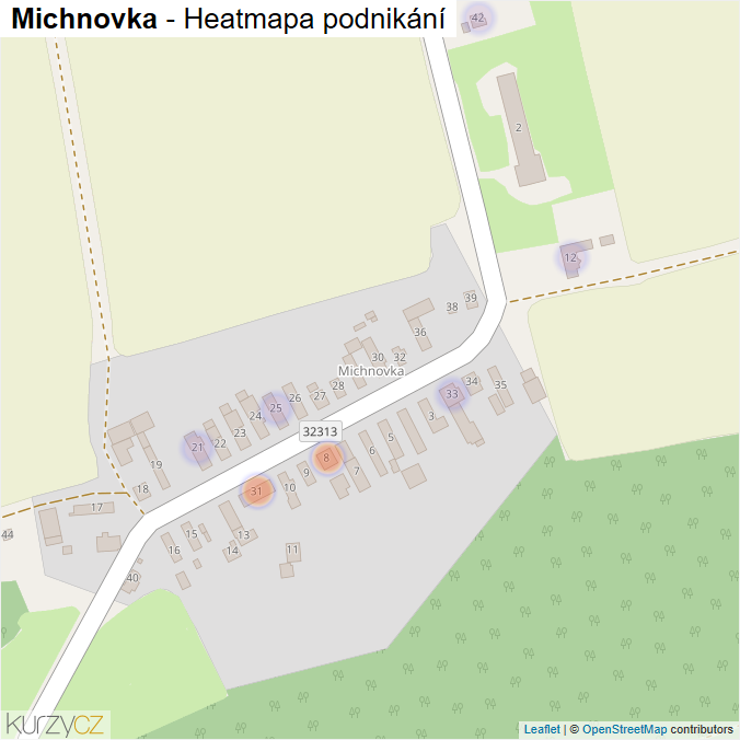 Mapa Michnovka - Firmy v části obce.