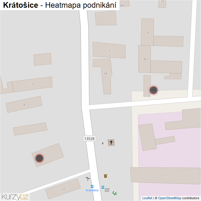 Mapa Krátošice - Firmy v obci.