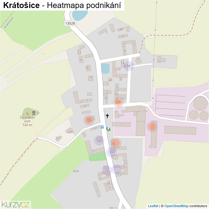 Mapa Krátošice - Firmy v části obce.