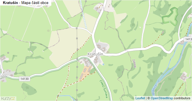 Kratušín - mapa části obce