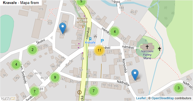 Kravaře - mapa firem