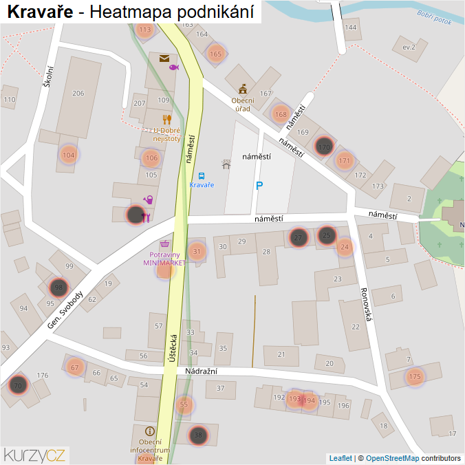 Mapa Kravaře - Firmy v obci.