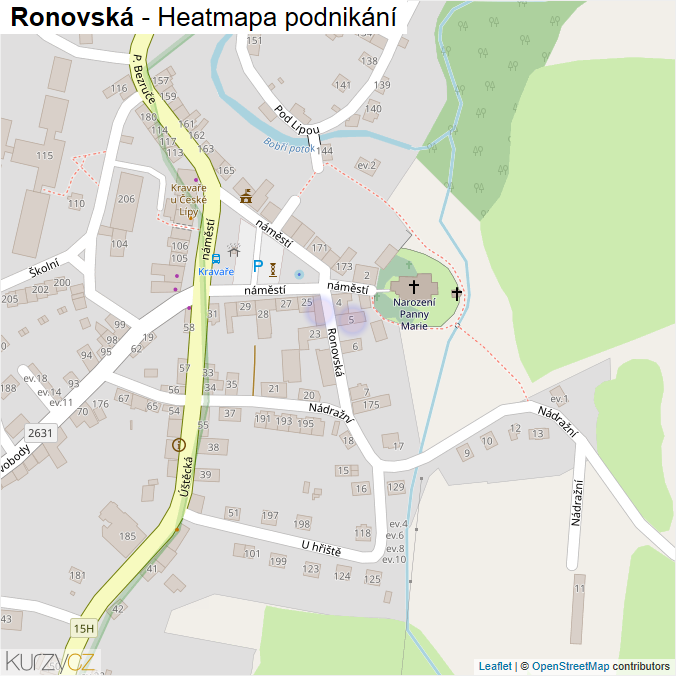 Mapa Ronovská - Firmy v ulici.