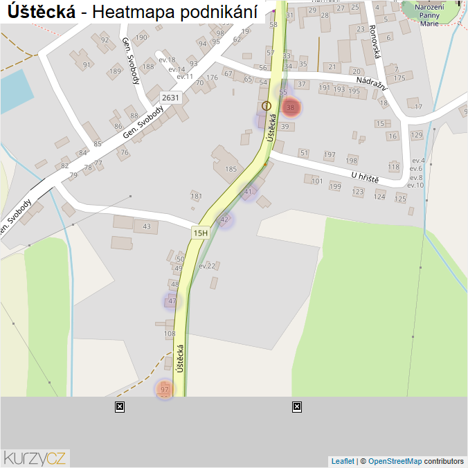 Mapa Úštěcká - Firmy v ulici.