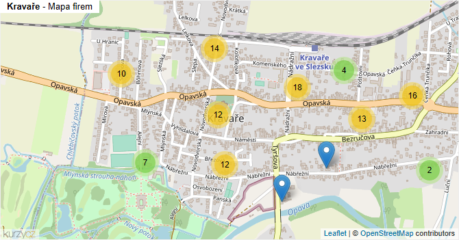 Kravaře - mapa firem