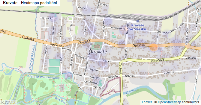 Kravaře - mapa podnikání