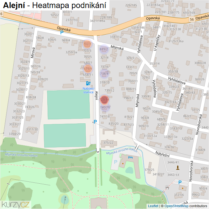 Mapa Alejní - Firmy v ulici.