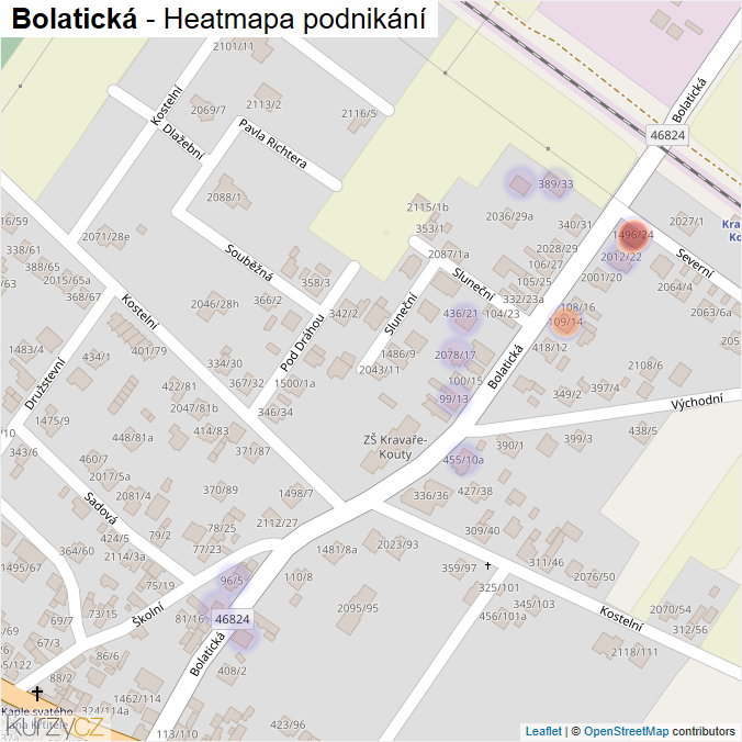 Mapa Bolatická - Firmy v ulici.