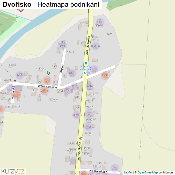 Mapa Dvořisko - Firmy v části obce.