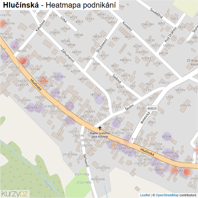 Mapa Hlučínská - Firmy v ulici.