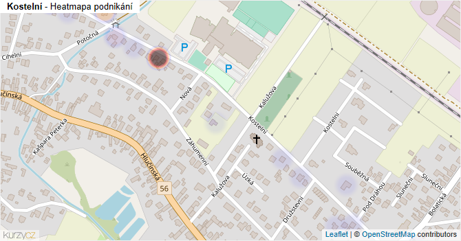 Kostelní - mapa podnikání