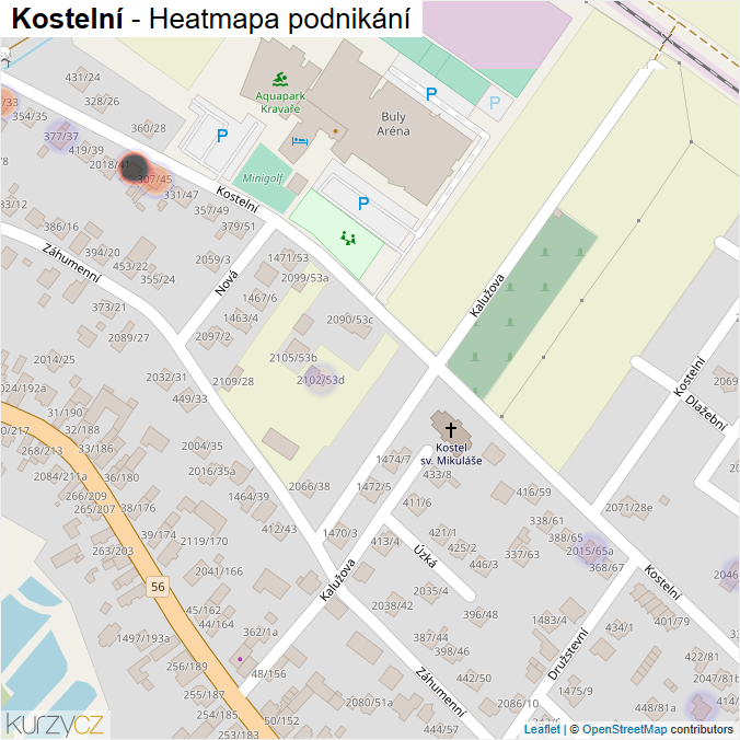 Mapa Kostelní - Firmy v ulici.