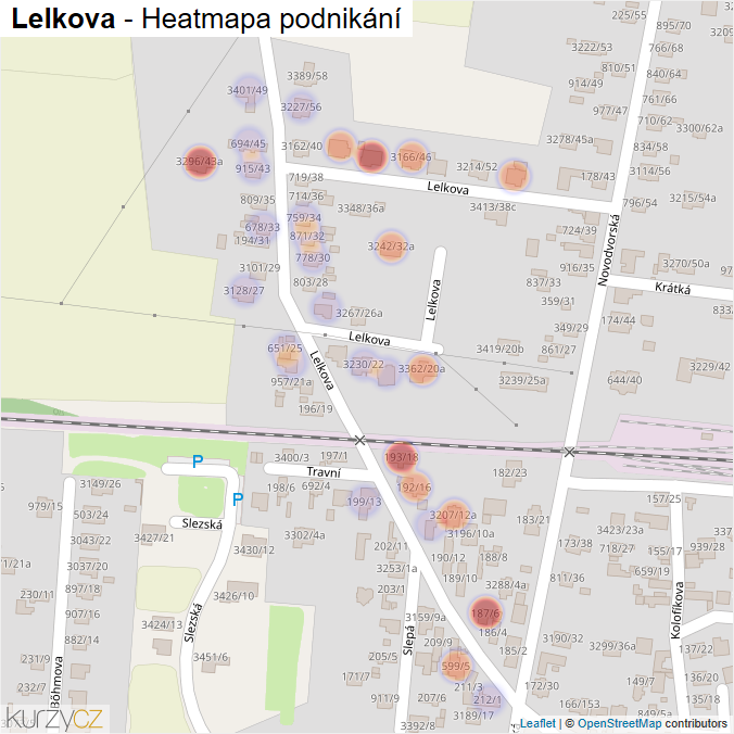 Mapa Lelkova - Firmy v ulici.