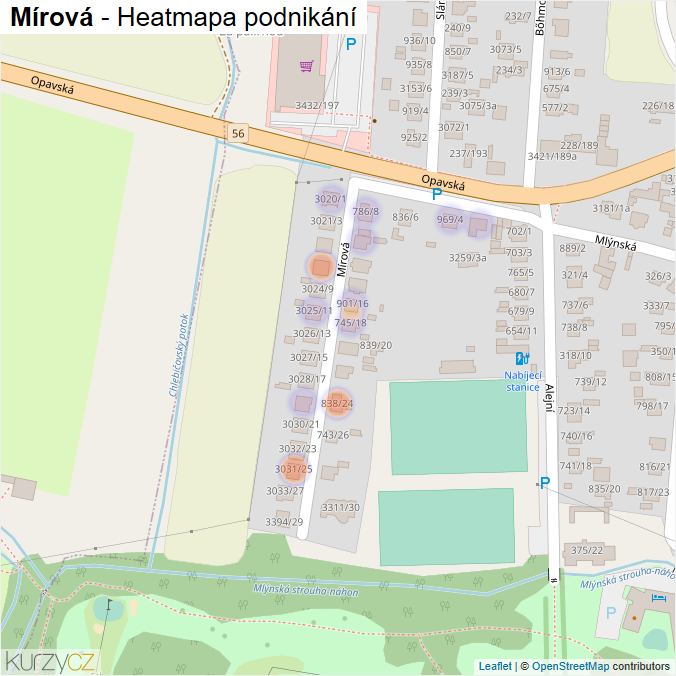 Mapa Mírová - Firmy v ulici.