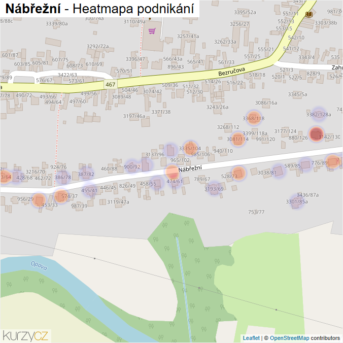 Mapa Nábřežní - Firmy v ulici.
