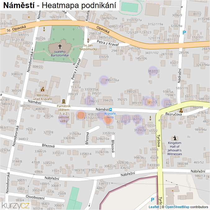 Mapa Náměstí - Firmy v ulici.