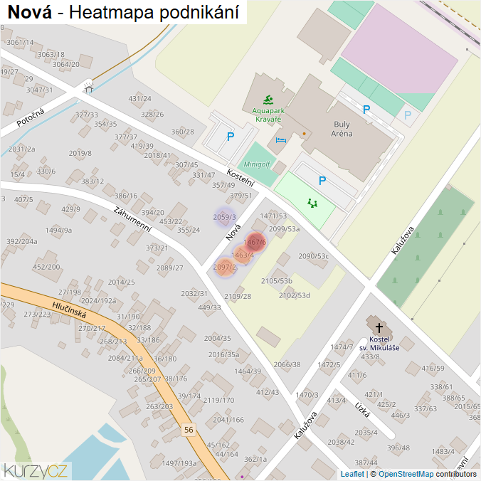 Mapa Nová - Firmy v ulici.
