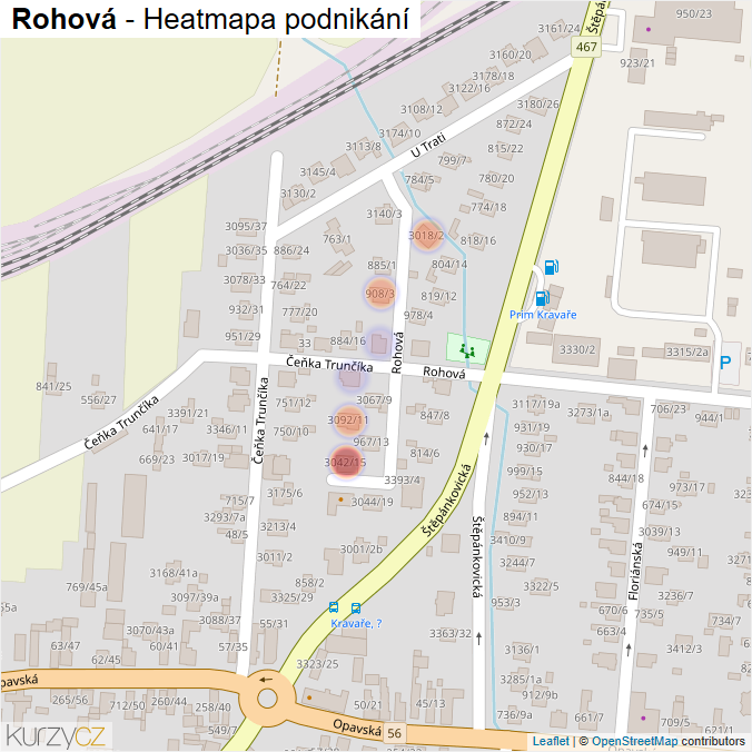 Mapa Rohová - Firmy v ulici.