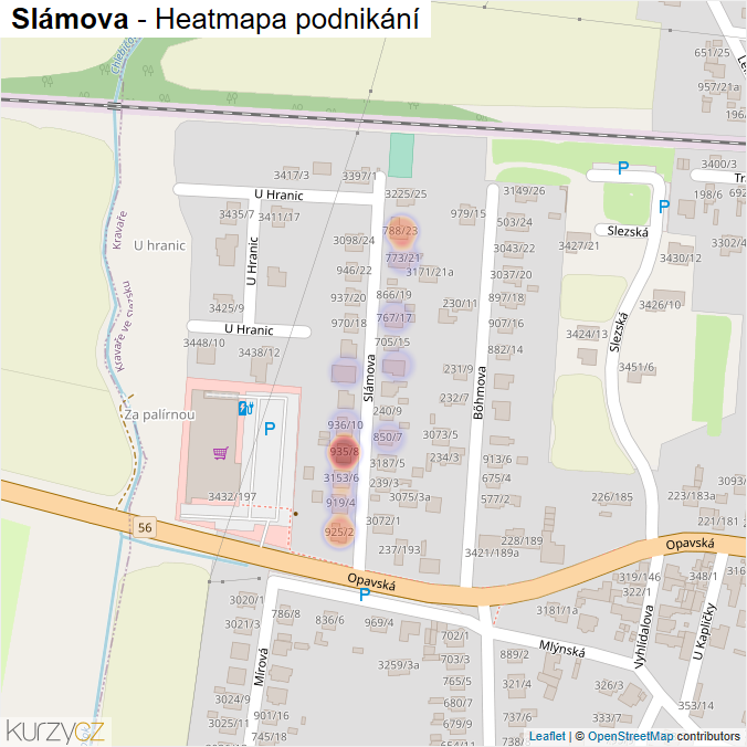 Mapa Slámova - Firmy v ulici.