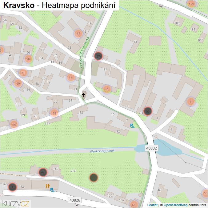 Mapa Kravsko - Firmy v obci.