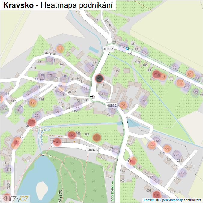 Mapa Kravsko - Firmy v části obce.