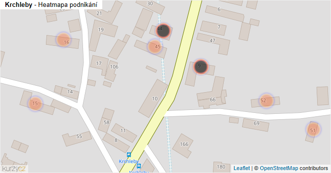Krchleby - mapa podnikání