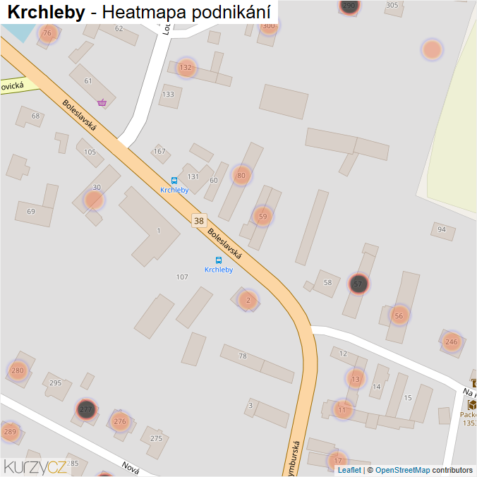 Mapa Krchleby - Firmy v obci.