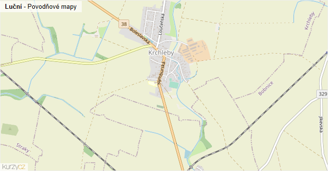 Luční - záplavové mapy stoleté vody