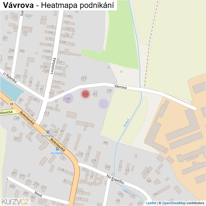 Mapa Vávrova - Firmy v ulici.