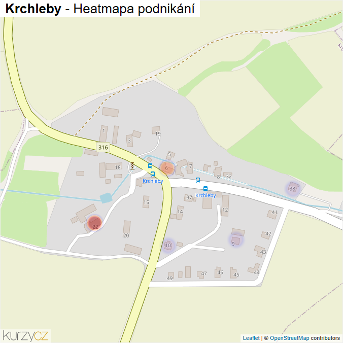 Mapa Krchleby - Firmy v části obce.