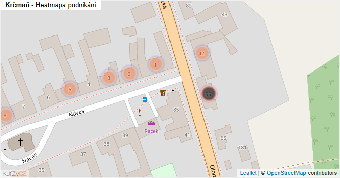 Krčmaň - mapa podnikání