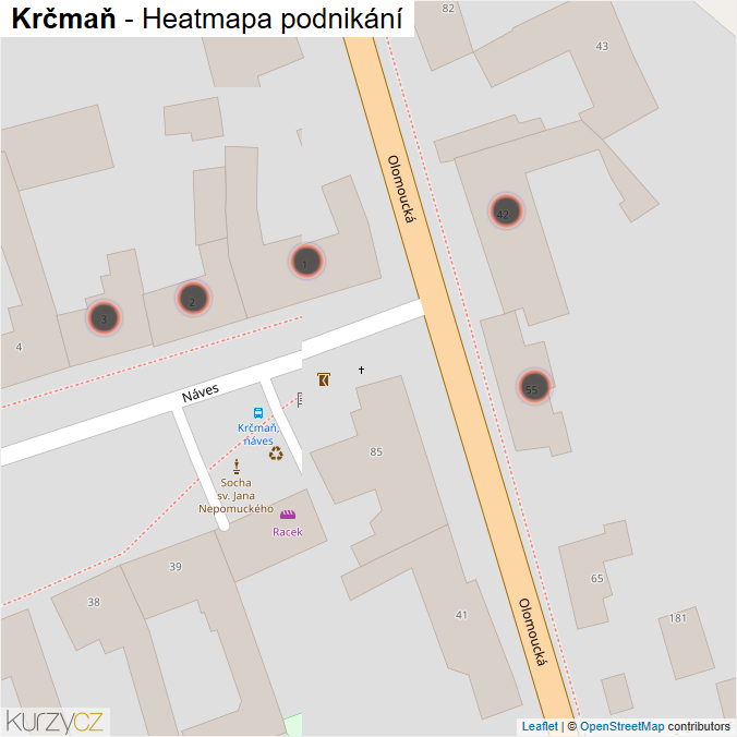 Mapa Krčmaň - Firmy v obci.