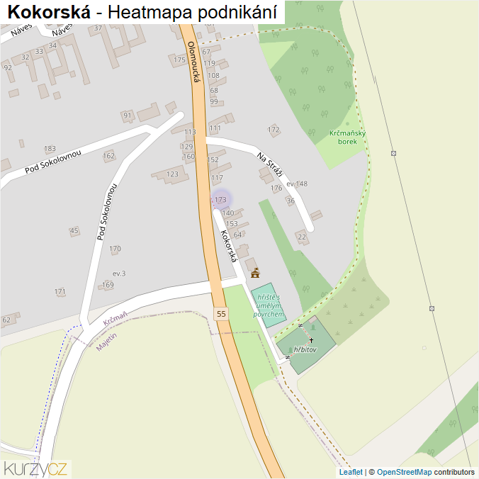 Mapa Kokorská - Firmy v ulici.