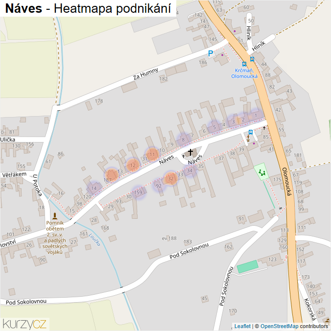 Mapa Náves - Firmy v ulici.